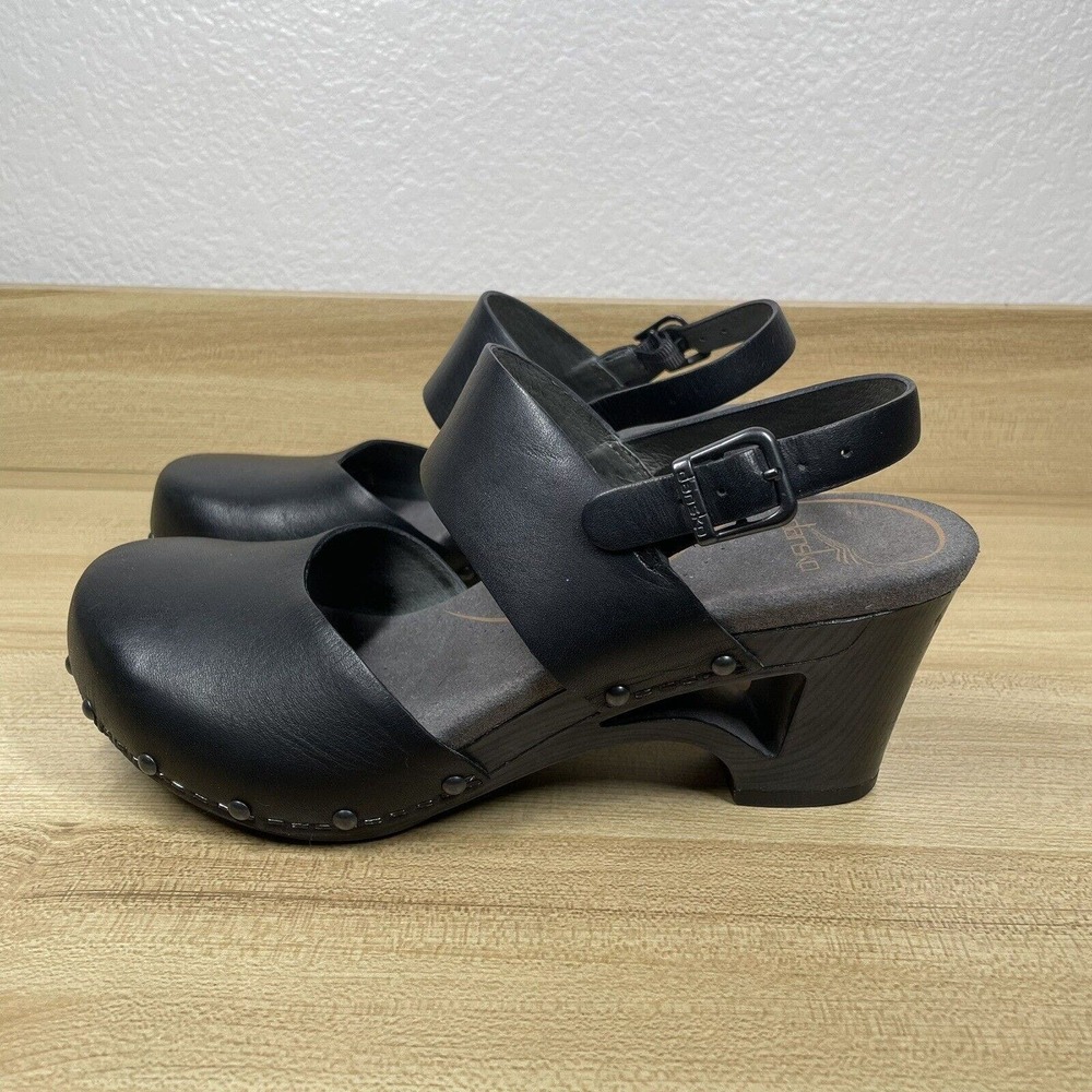 Dansko Clog Sandal Thea Women’s Mary Jane Heels Shoes Black Size 37 US 6.5-7